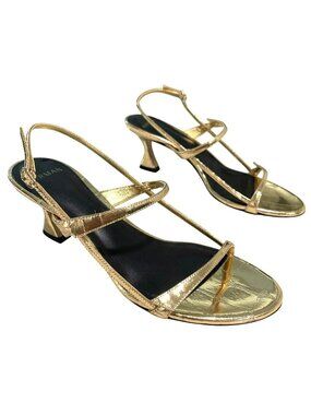 Alexandre Birman $695 Gold Strappy Tita Croco Cage Slingback Sandals 38 8